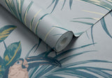 Le Toucan Pale Blue Luxury Bird Wallpaper