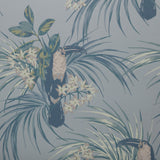 Le Toucan Pale Blue Luxury Bird Wallpaper
