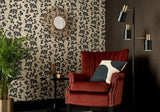 Rosetta Jet Black Luxury Leaf Wallpaper