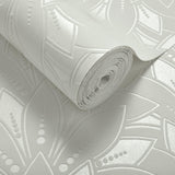 Astoria Ivory Cream Luxury Flock Wallpaper