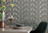 Astoria Neo Mint Green and Gold Luxury Foil Wallpaper