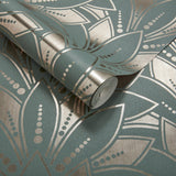 Astoria Neo Mint Green and Gold Luxury Foil Wallpaper
