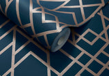 Metro Midnight Blue Luxury Geometric Wallpaper