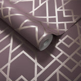 Metro Cassis Purple Luxury Geometric Wallpaper