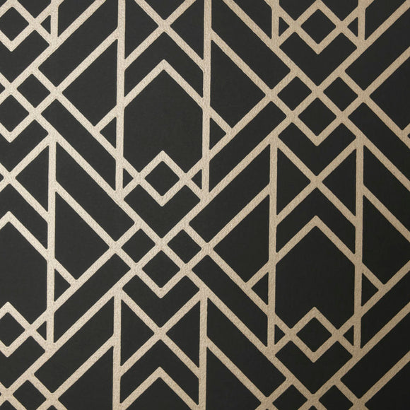 Metro Jet Black and Gold Luxury Geometric Wallpaper