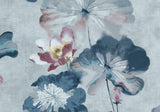Water Lilies Blue Dusk Luxury Floral Wallpaper