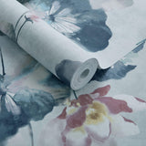 Water Lilies Blue Dusk Luxury Floral Wallpaper