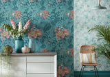 Hedgerow Mineral Green Luxury Feature Wallpaper