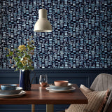 Fusion Blue Dusk Luxury Flock Wallpaper