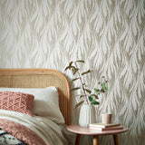 Ripple Shimmer Gold and Cream Luxury Feature Wallpaper