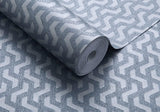 Rattan Blue Dusk Silver Luxury Geometric Wallpaper