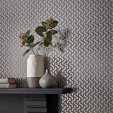 Rattan Chamomile Silver Luxury Foil Wallpaper
