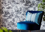 Pavilion Stone Grey Luxury Toile Wallpaper