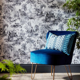 Pavilion Stone Grey Luxury Toile Wallpaper