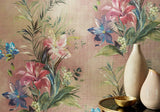 Lilliana Blush Pink Luxury Floral Grasscloth Wallpaper