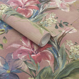 Lilliana Blush Pink Luxury Floral Grasscloth Wallpaper