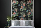 Lilliana Jet Black Luxury Floral Wallpaper
