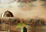 Lakeside Autumn Gold Luxury Landscape Wallpaper