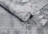 Trailing Magnolia Mist Grey Luxury Floral Paperweave Mural